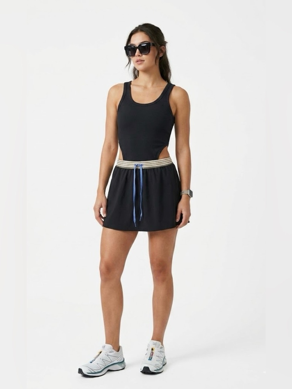 Offline Black Athletic Tank Skirt with Drawstring